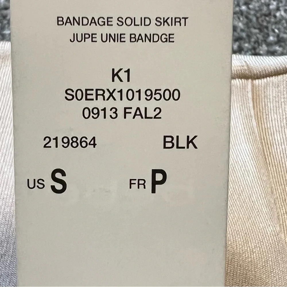 Bebe Beige Bandage Mini Skirt Size Small Bodycon Stretch Knit Sexy Neutral Skirt - Picture 4 of 9